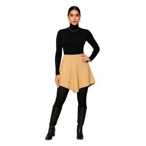 Theory Leather Suede Skirt Tan Women Petite Small